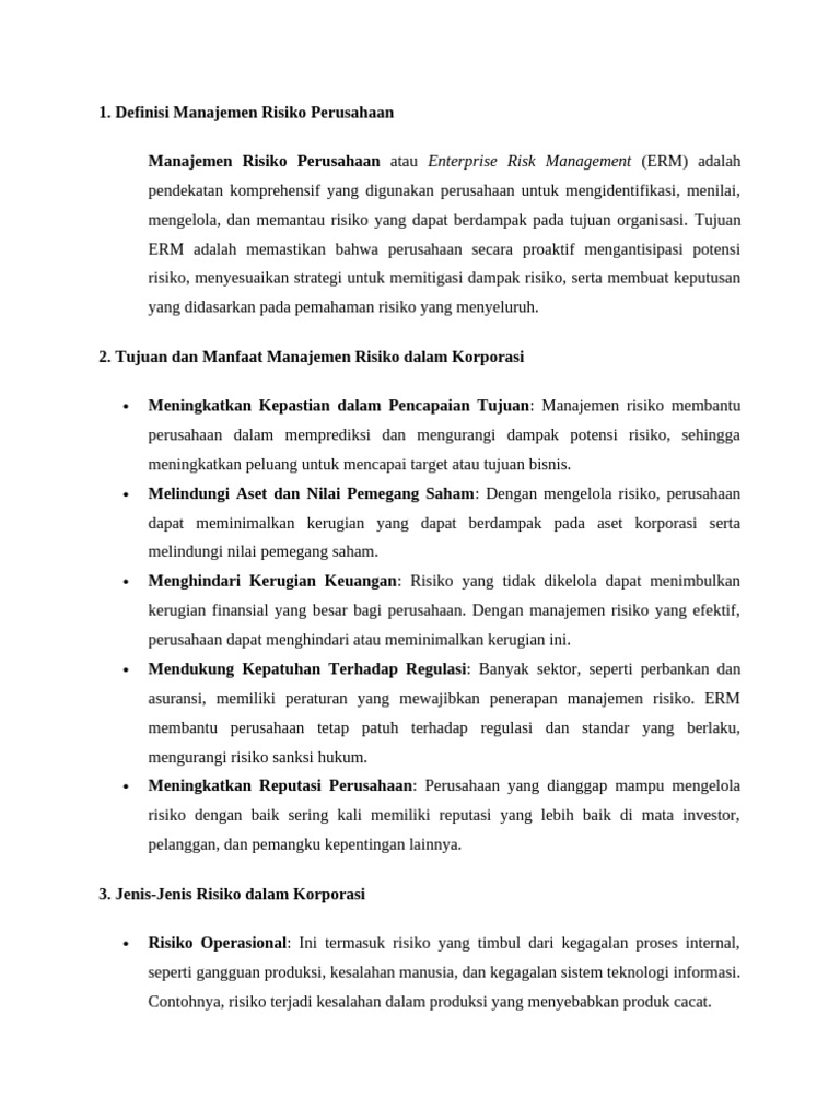 Menerapkan Manajemen Risiko Dalam Korporasi Pdf