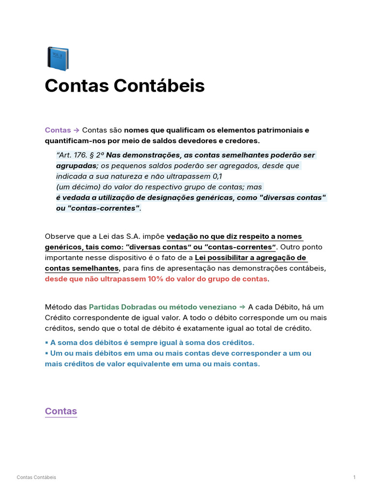 Natureza das Contas Contábeis | PDF | Contabilidade | Serviços financeiros