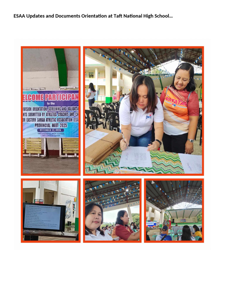 ESAA Updates and Documents Orientation at Taft National High School | PDF