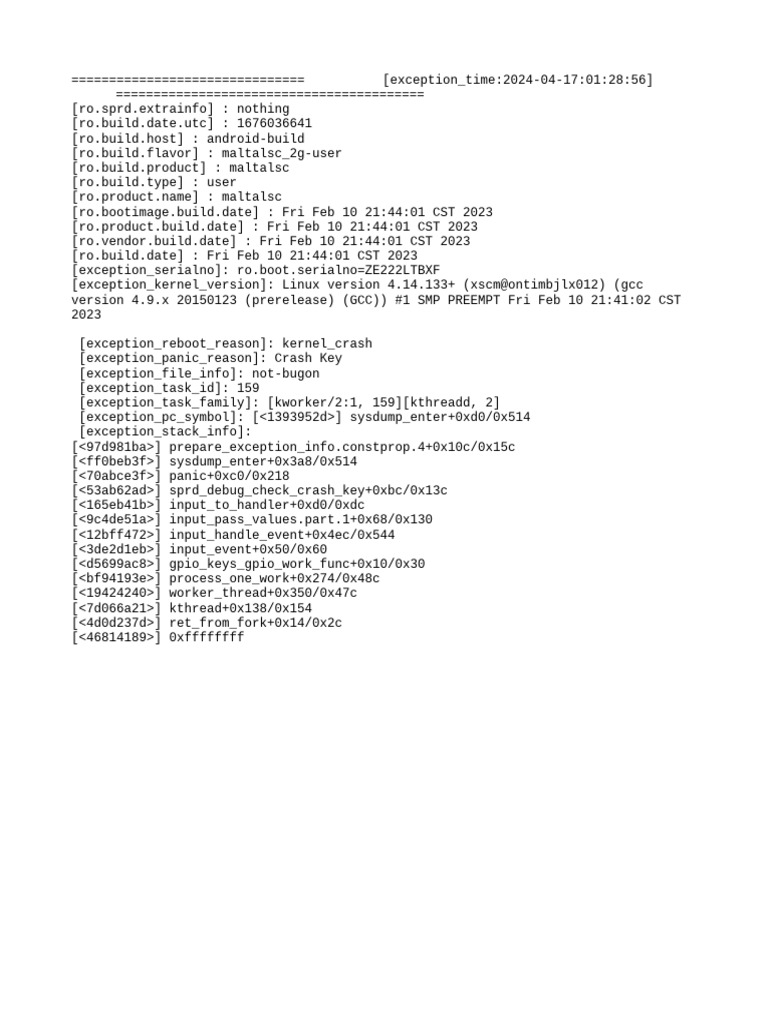 Android Kernel Crash Report Details | PDF