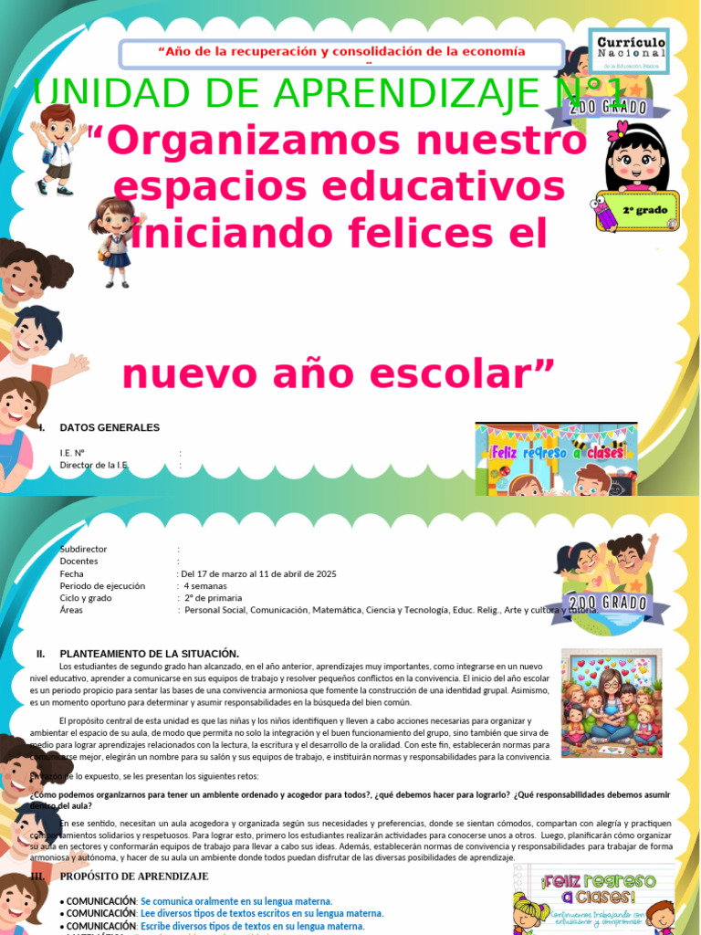 Unidad de Aprendizaje 2° Primaria 2025 | PDF | Evaluación | Aprendizaje