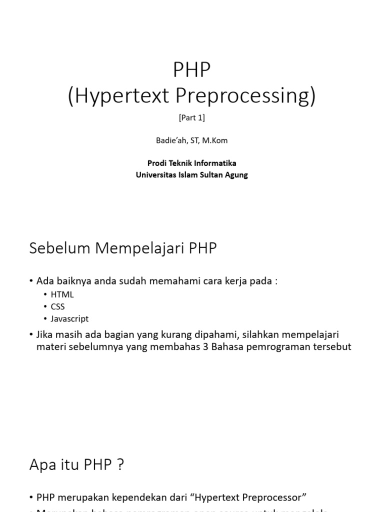 Panduan Dasar Belajar PHP dan XAMPP | PDF