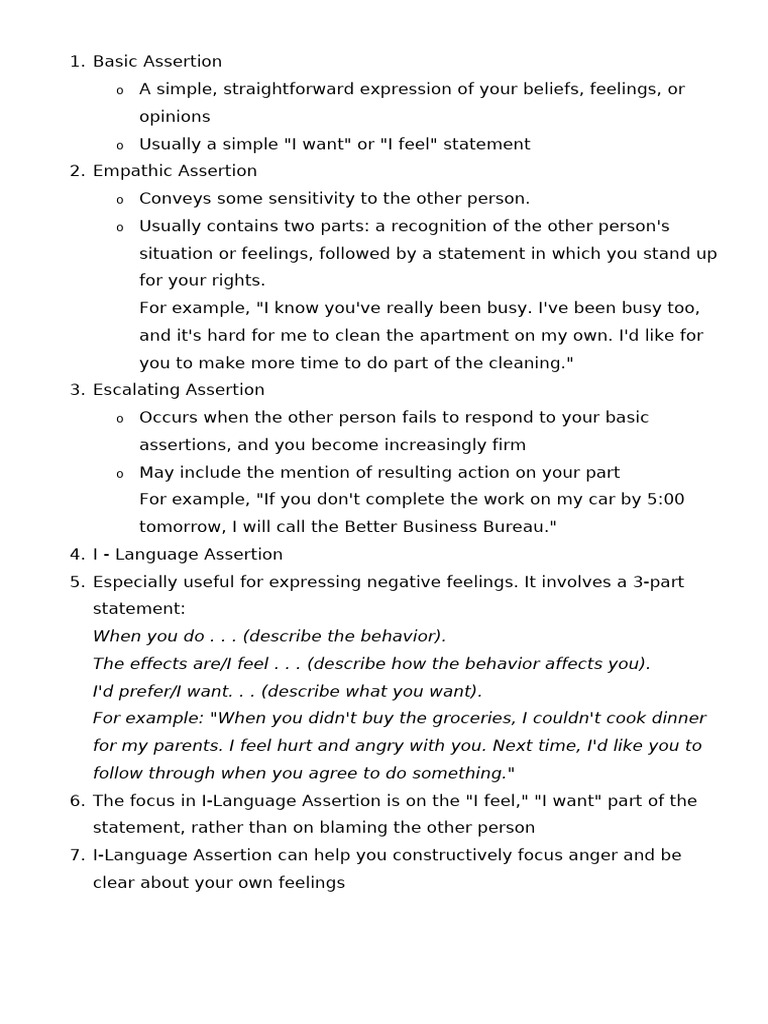 Understanding Basic and Empathic Assertions | PDF