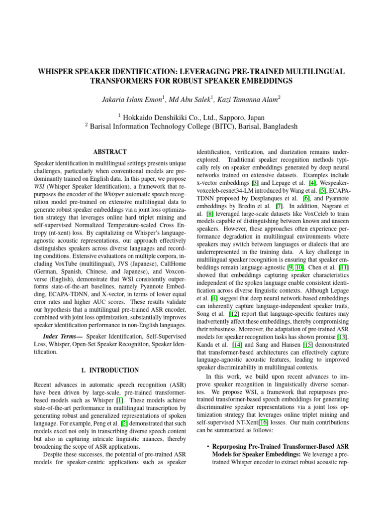 Whisper Speaker Identification Framework | PDF | Speech Recognition ...
