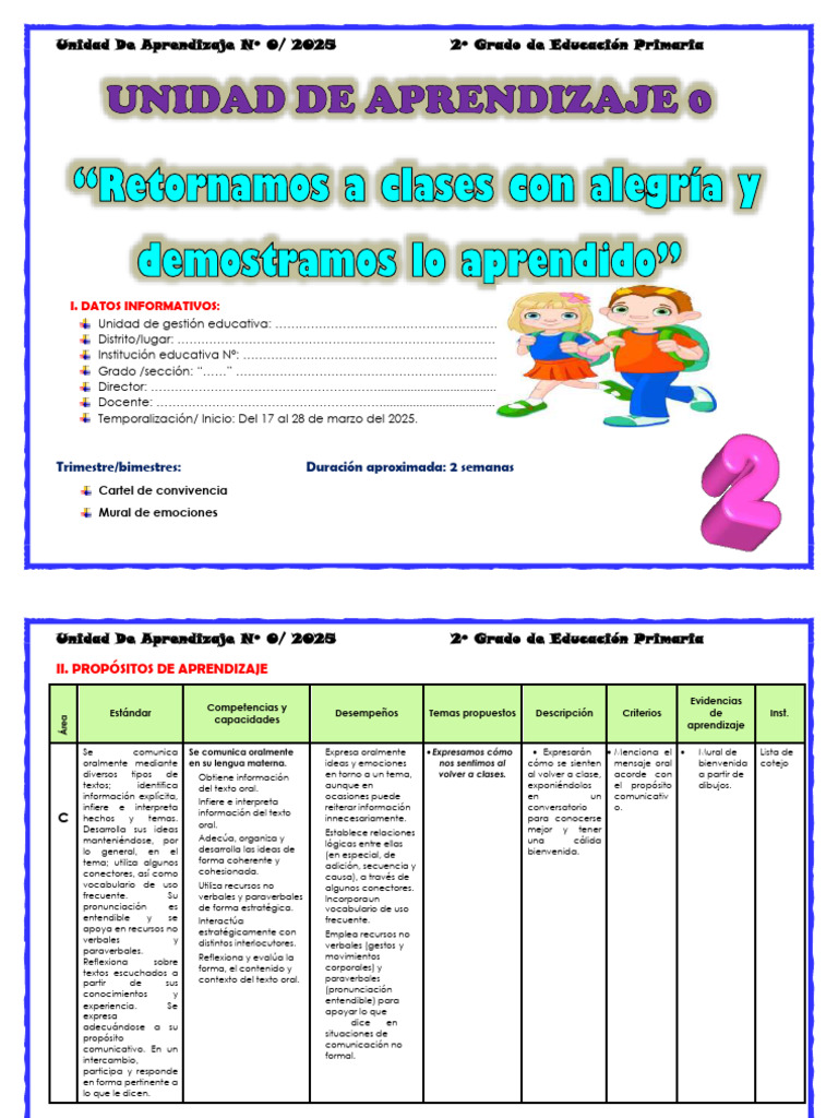 Unidad de Aprendizaje 2025: 2º Grado | PDF | Geometría | Aprendizaje