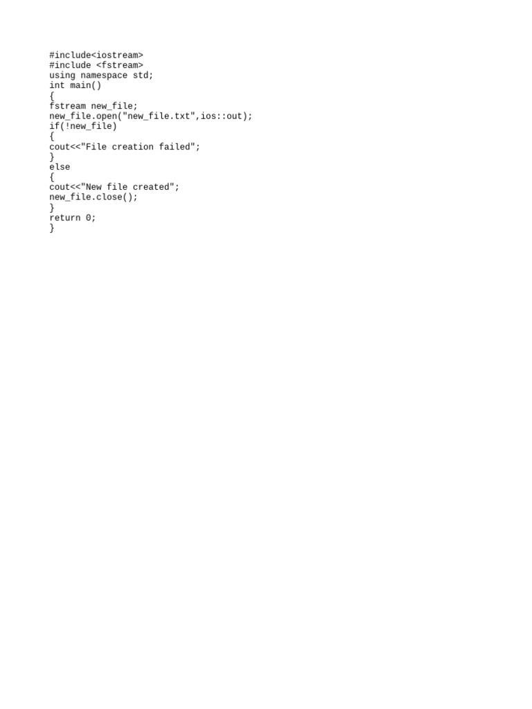 Create a File in C++ Code Example | PDF