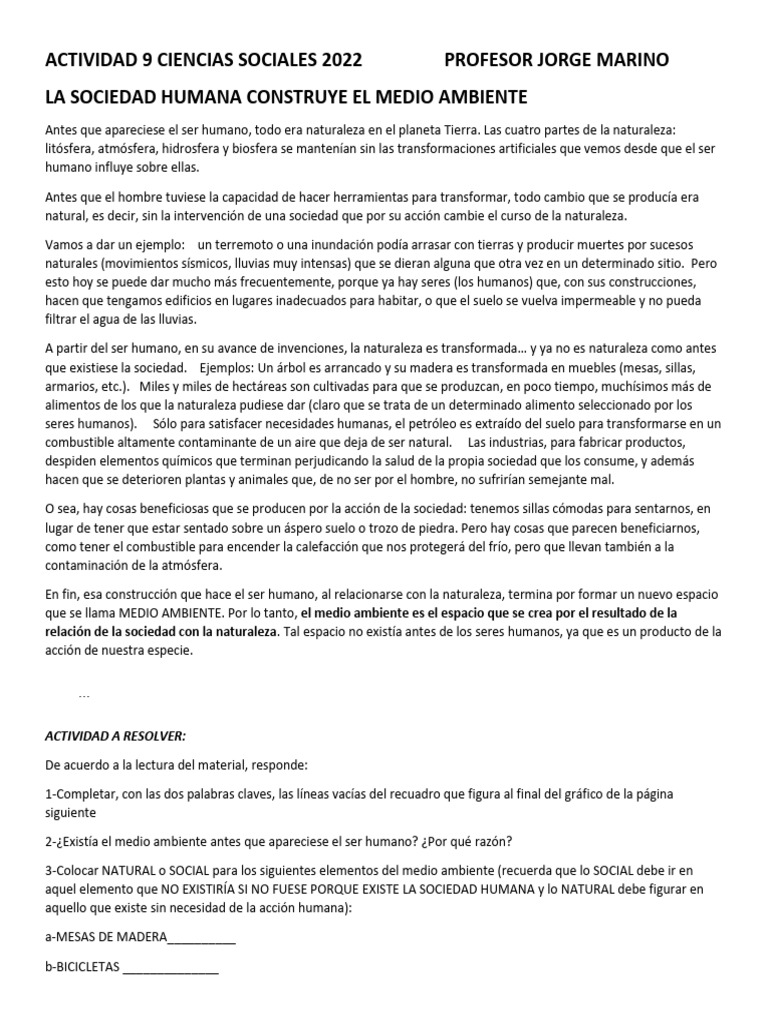 Impacto Humano en el Medio Ambiente | PDF | Naturaleza | Entorno natural