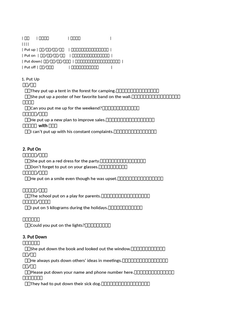 put词组 | PDF