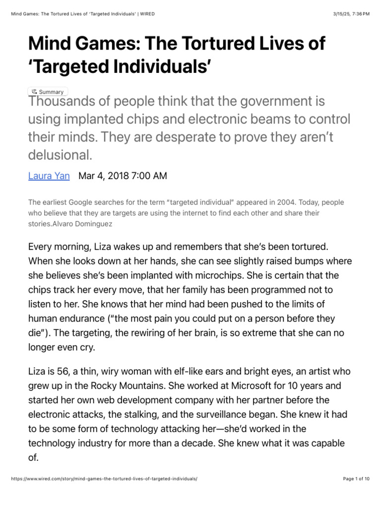 Lives of Targeted Individuals Explained | PDF | Radio Frequency ...
