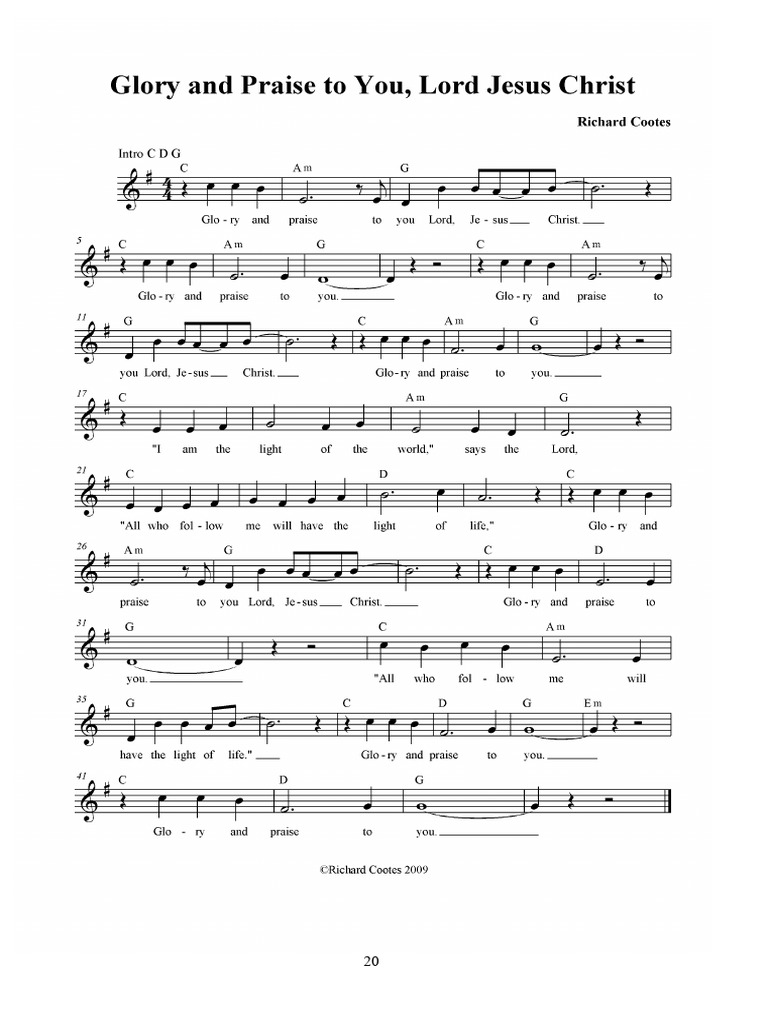 Glory and Praise To You Lord Jesus Christ | PDF