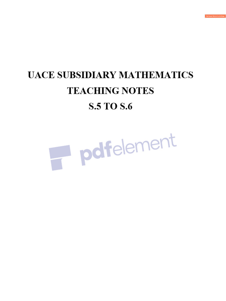 UACE Subsidiary Mathematics Notes | PDF | Derivative | Differential ...