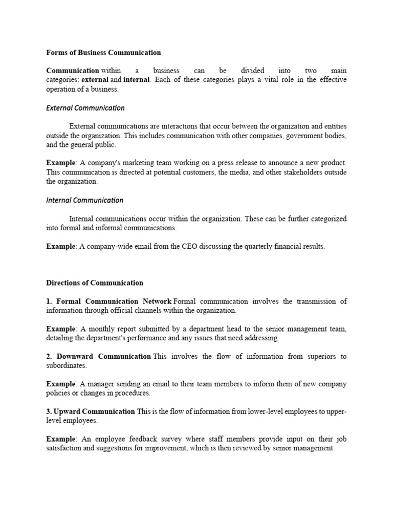 DAY 6 HANDOUT Forms of Business Communication | PDF | Communication ...