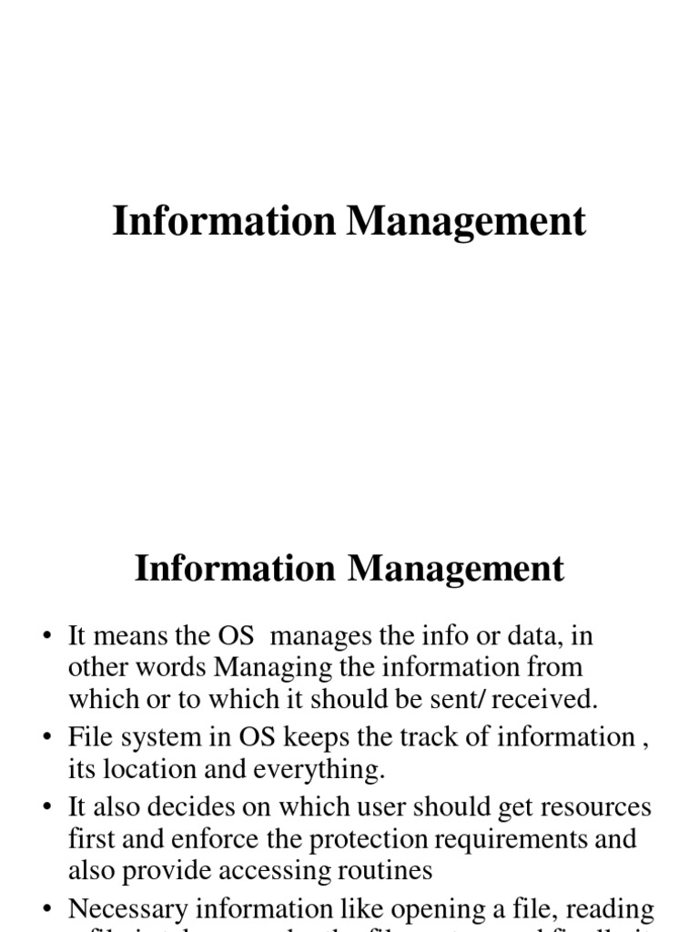 Information Management in Operating Systems | PDF | Computer File ...