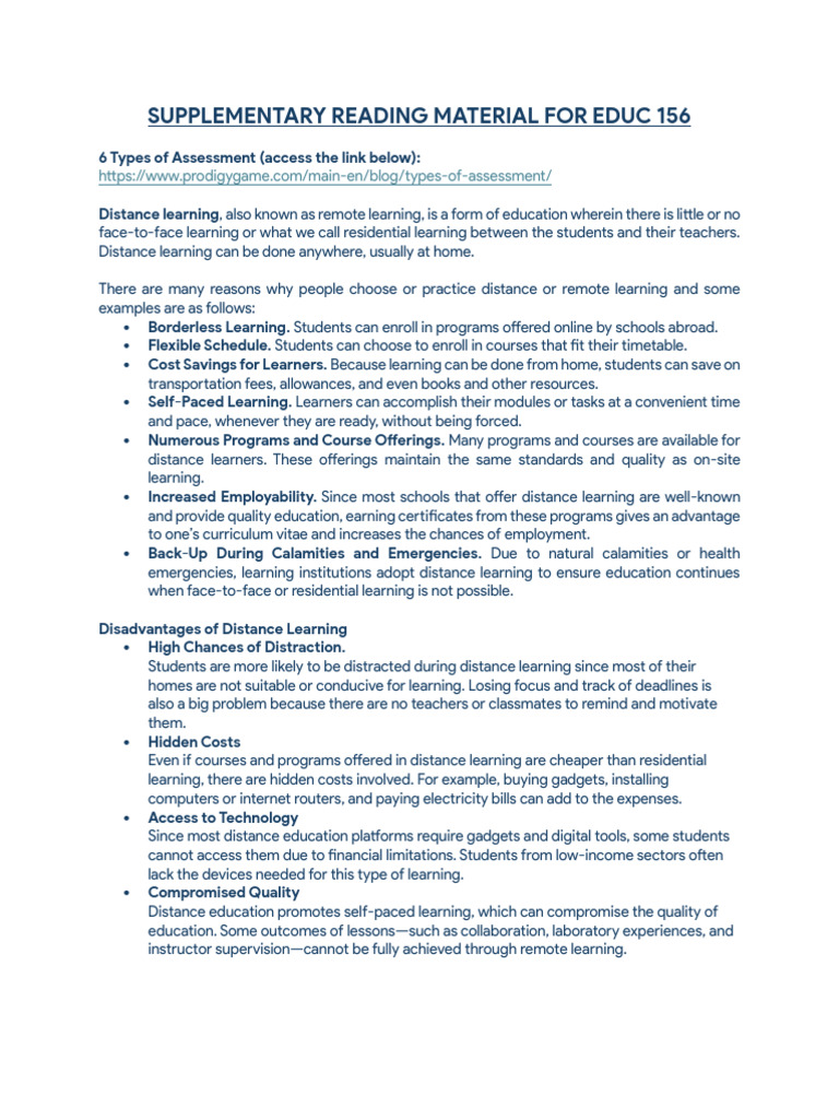 Distance Learning: Benefits & Challenges | PDF | Distance Education ...