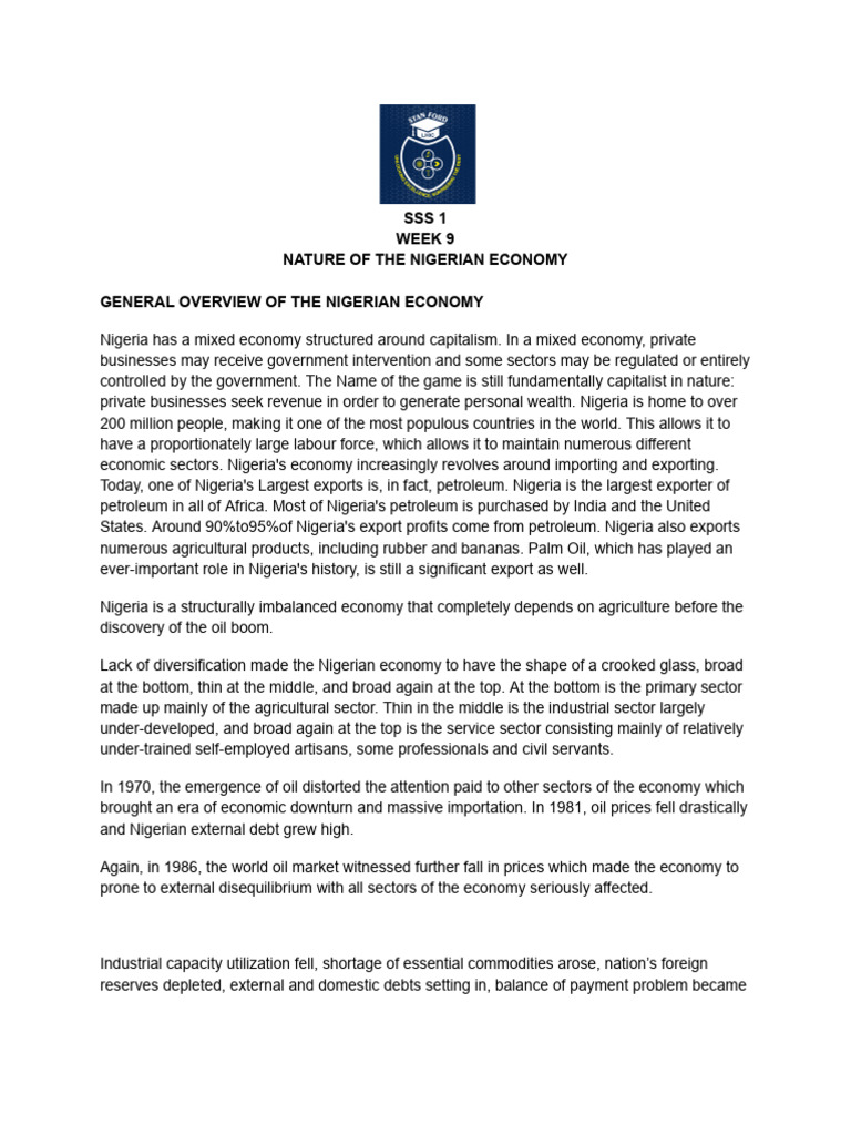 Week 9 - Nature of The Nigerian Economy | PDF | Fiscal Policy ...