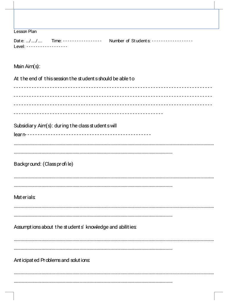 Lesson Plan Overview Template | PDF