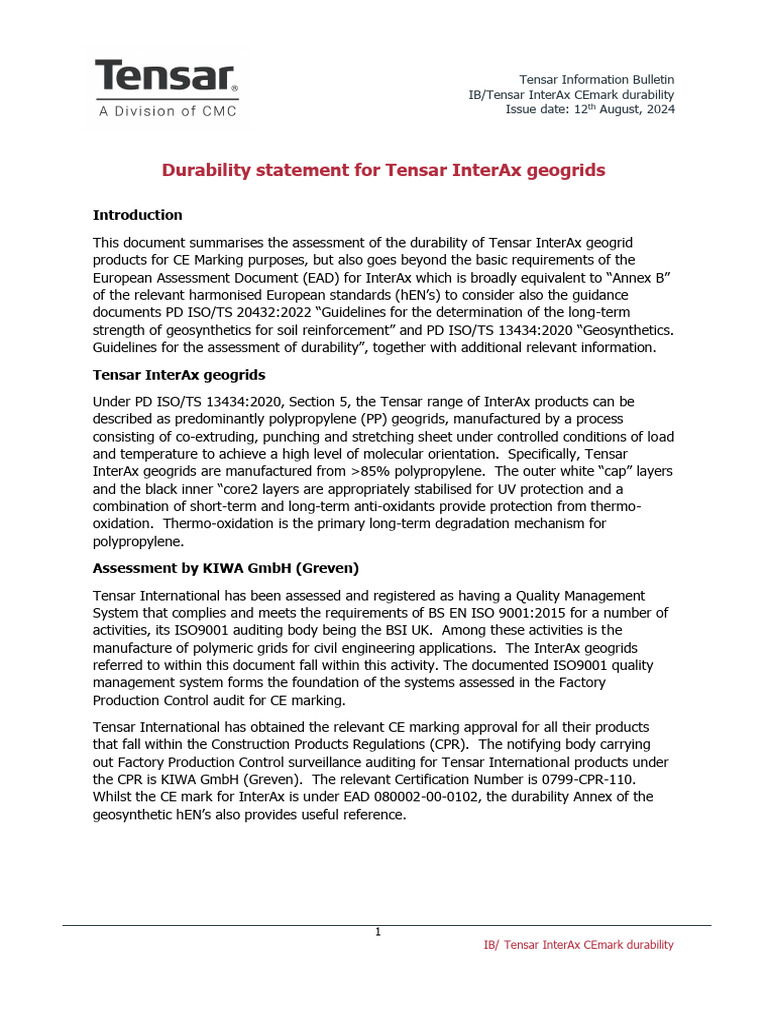 Tensar InterAx Geogrid Durability Report | PDF | Polycyclic Aromatic ...