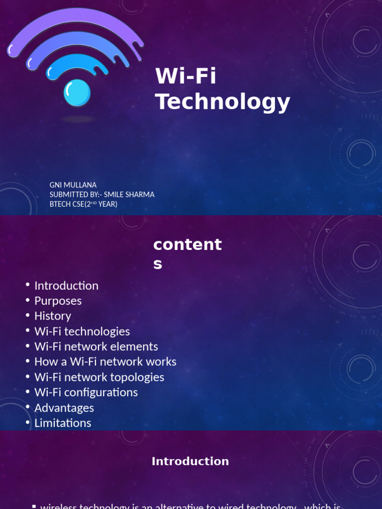 Wifi Technology Presentation | PDF | Wi Fi | Wireless Access Point