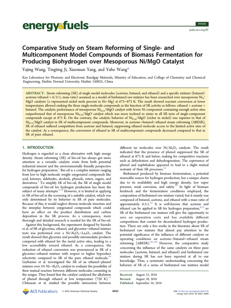 Steam Reforming of Biomass Compounds | PDF | Catalysis | Stoichiometry