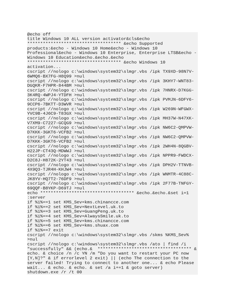 Windows 10 Activator Script Guide | PDF