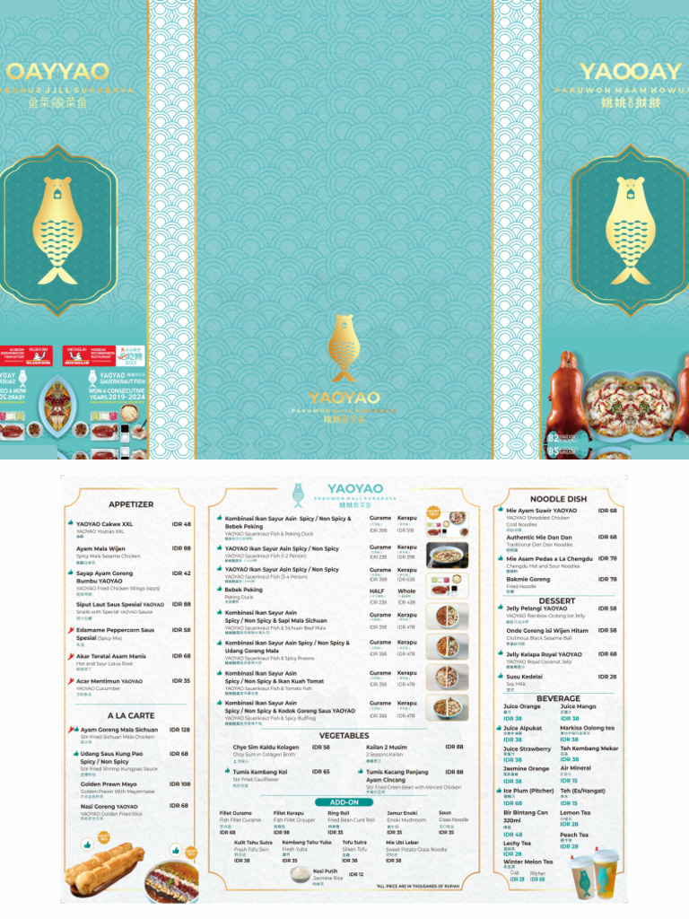 Buku Menu YaoYao Fish Surabaya | PDF
