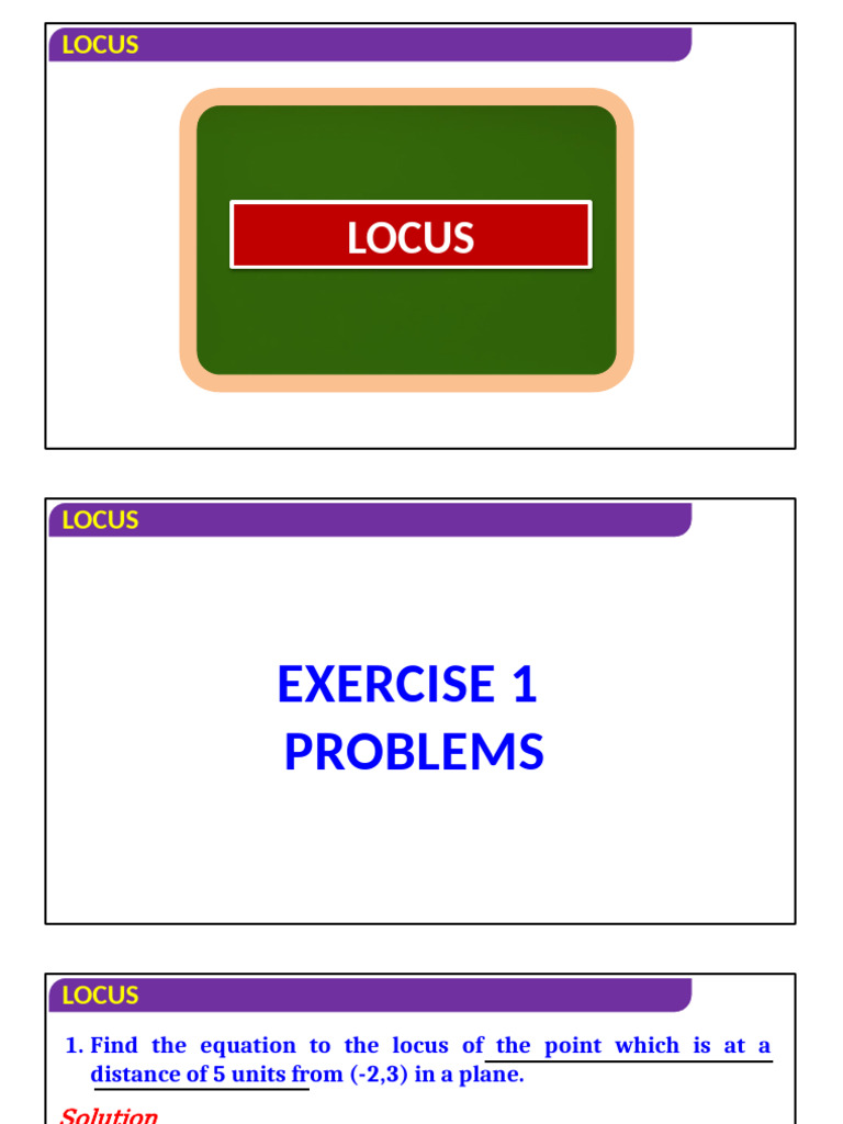 Locus Equations and Solutions in Geometry | PDF | Euclidean Geometry ...