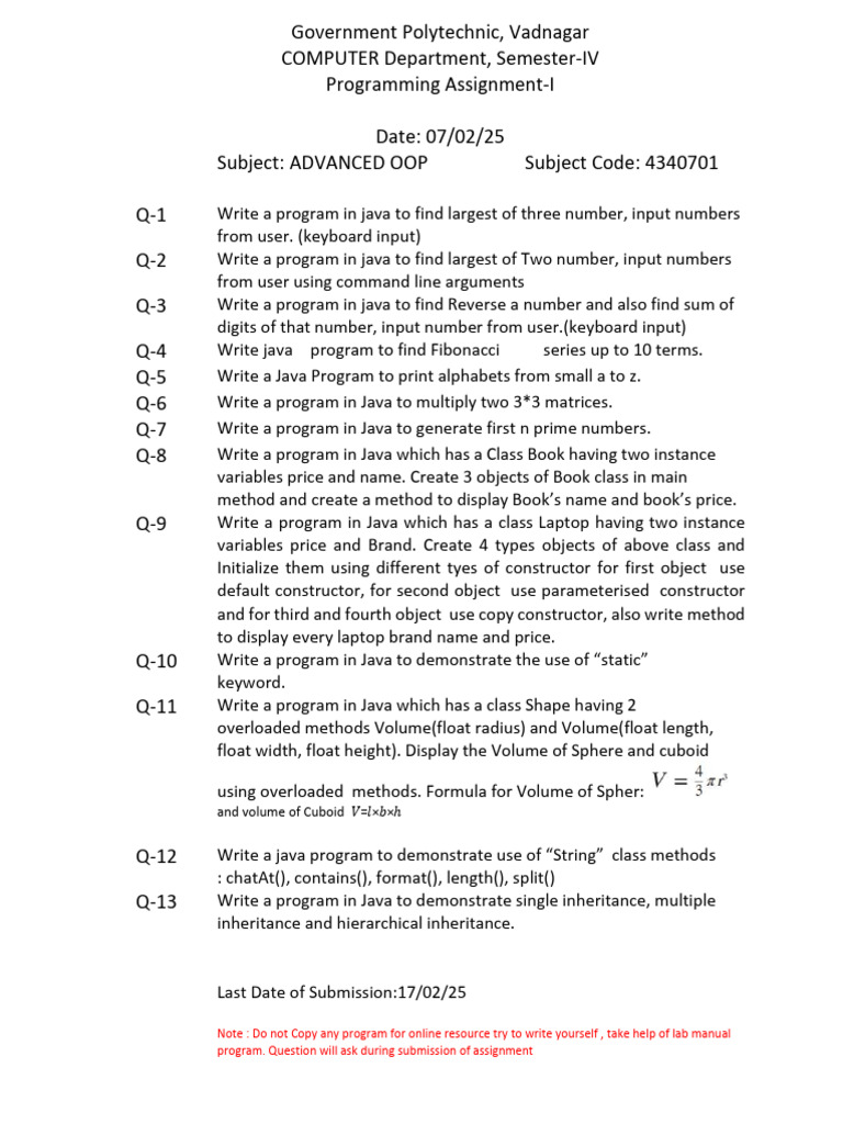 Java Advanced OOP Programming Assignment | PDF