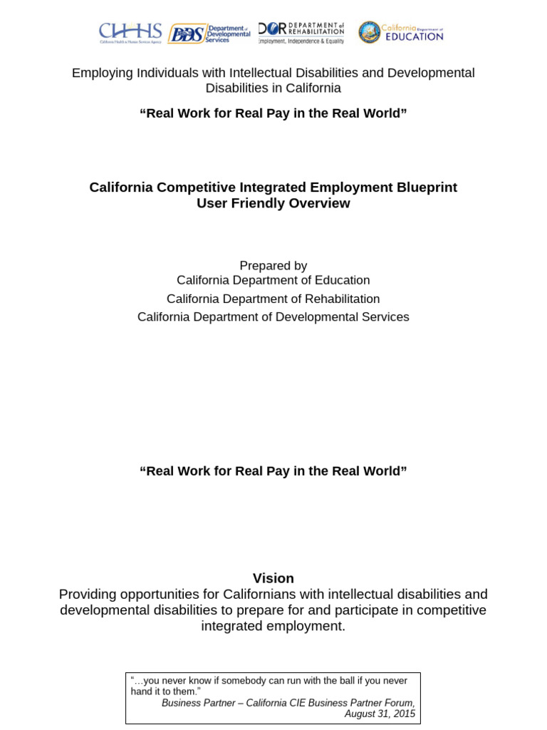 California Employment for Intellectual Disabilities | PDF ...