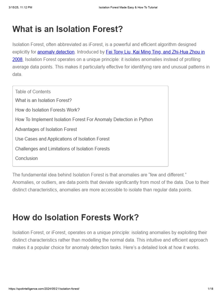 Isolation Forest: Anomaly Detection Guide | PDF