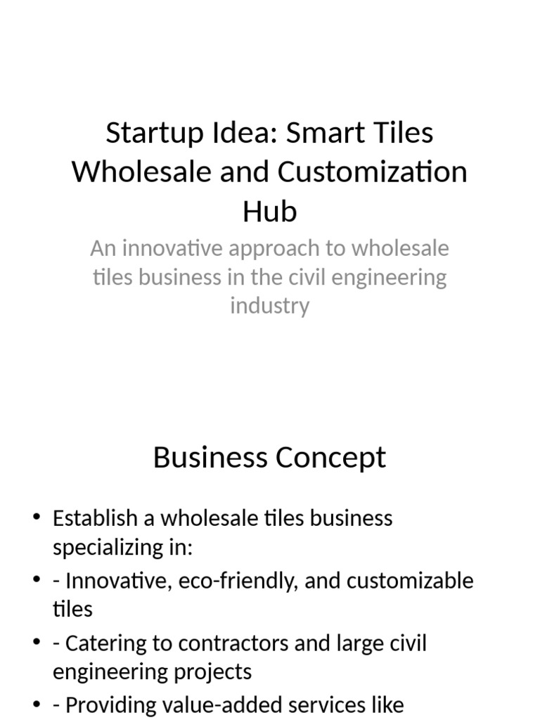 Smart Tiles Wholesale Business Idea | PDF