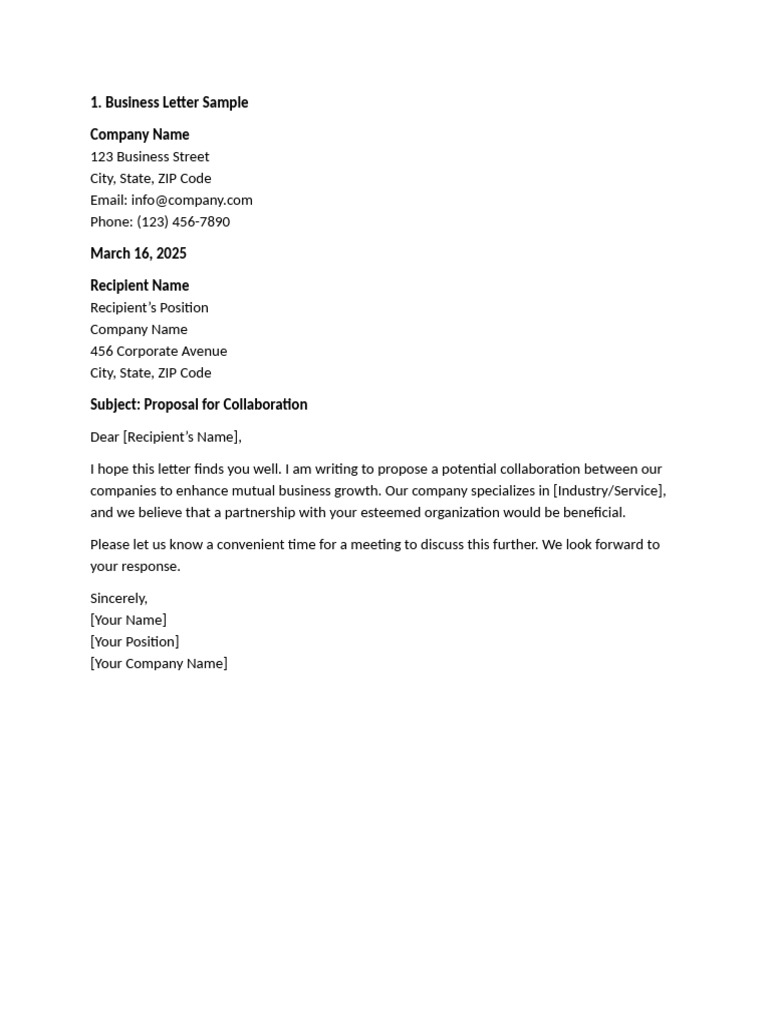 Business Collaboration Proposal Letter | PDF