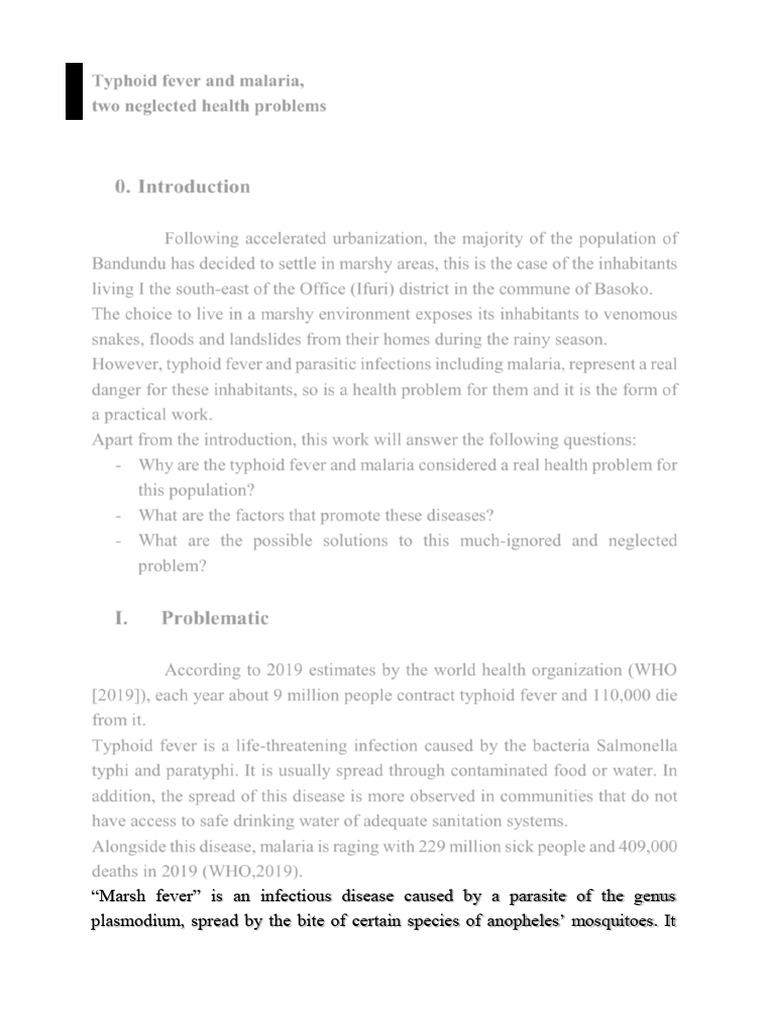 TP Anglais Typhoid Fever and Malaria - Copie | PDF | Malaria | Public ...