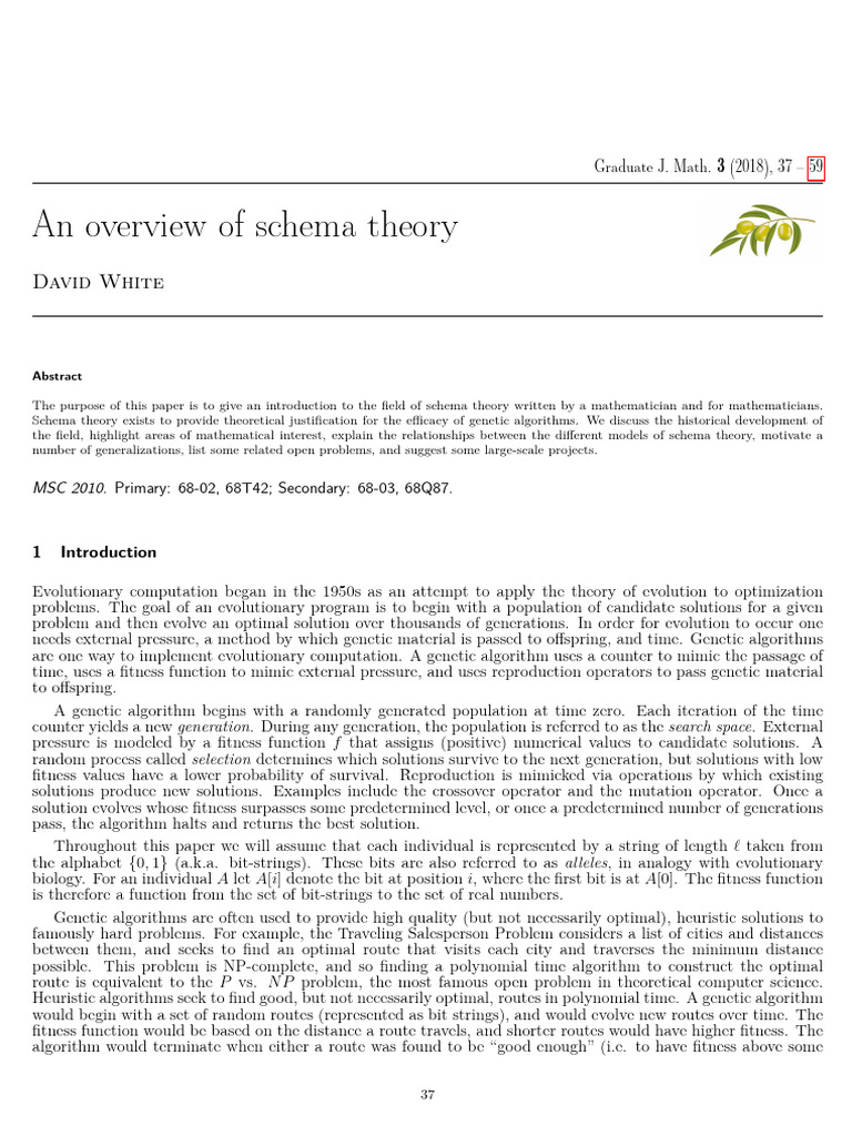 Overview of Schema Theory in Genetics | PDF | Genetic Algorithm | Evolution