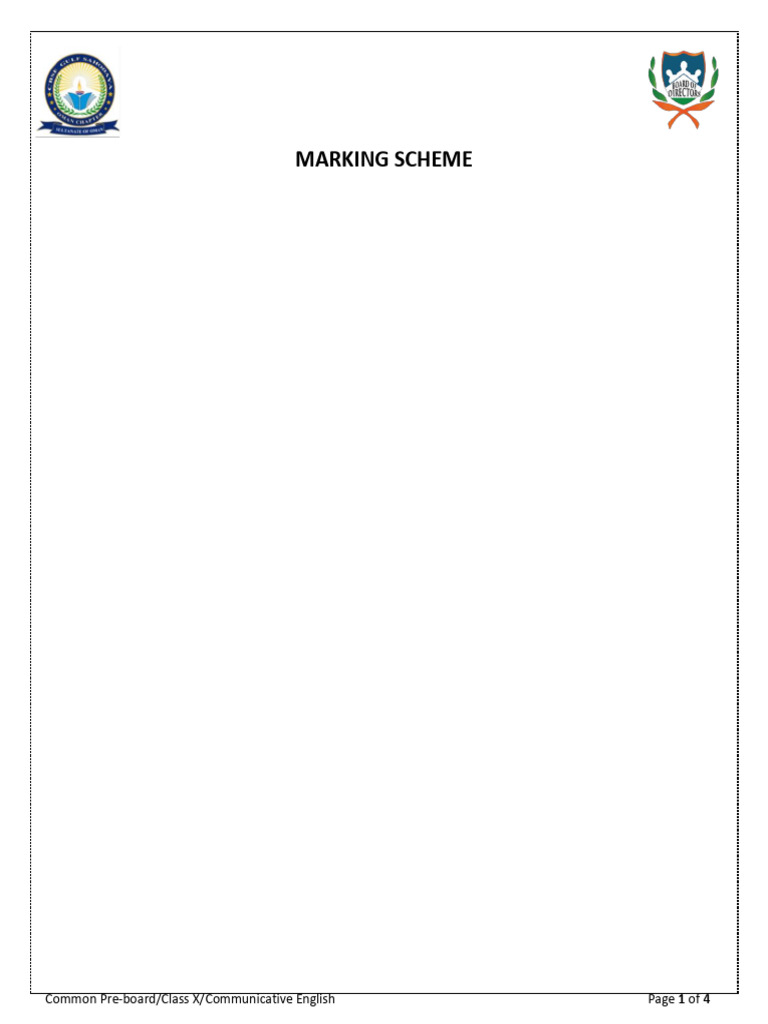 Class X Communicative English Pre-Board Exam | PDF