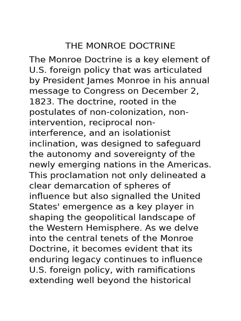 Key Principles of the Monroe Doctrine | PDF | Nationalism | The United ...
