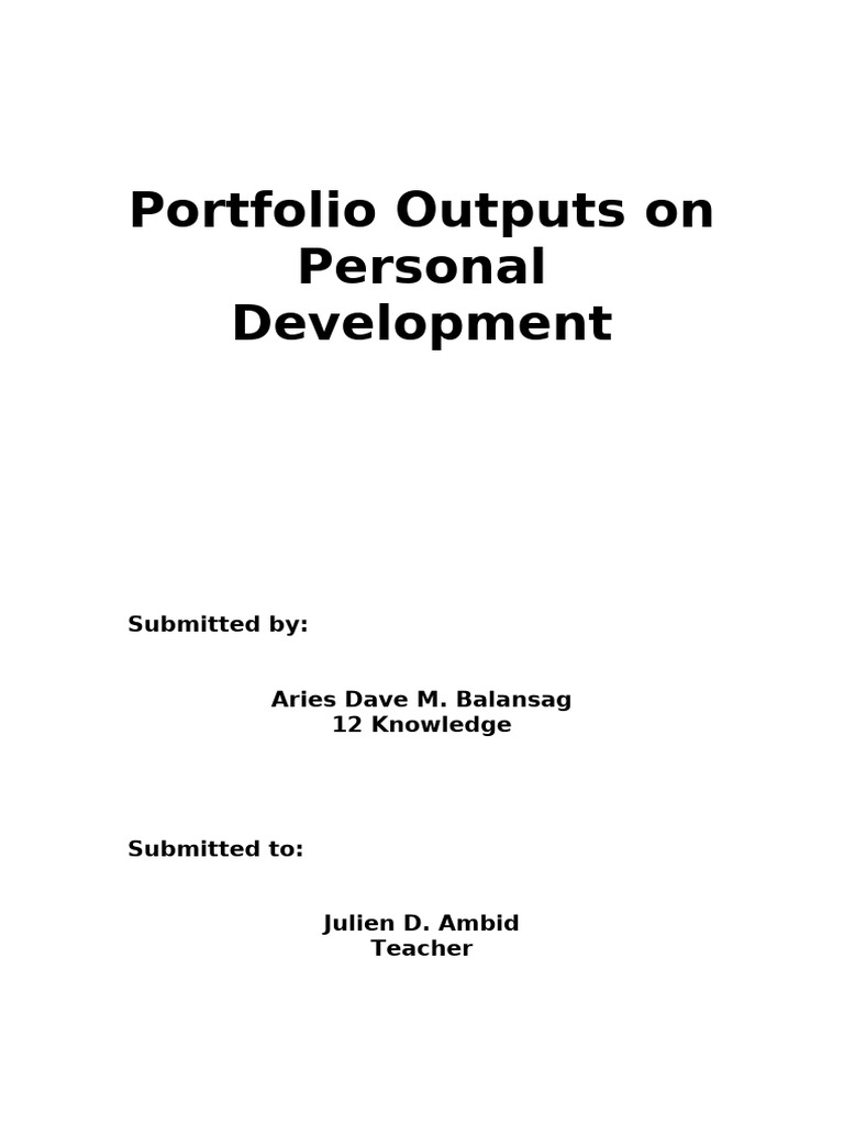 Portfolio Outputs On Personal Development | PDF