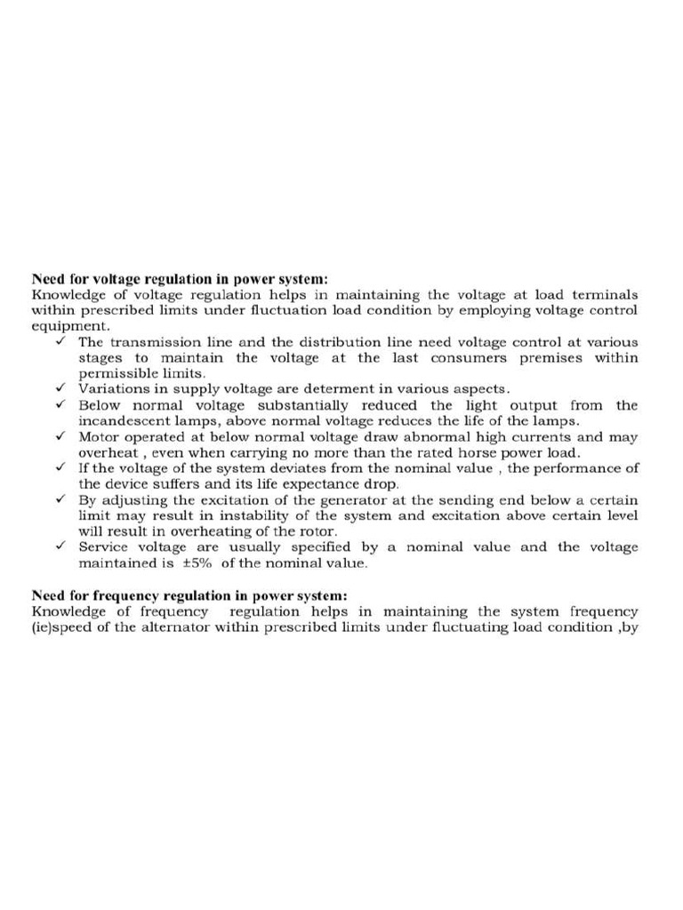 Need For Voltage and Frequency Regulation in Power System | PDF