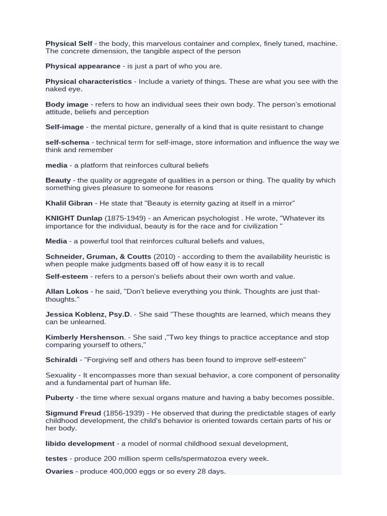 Notes in Physical Self and Sexual Self | PDF | Human Sexuality | Orgasm