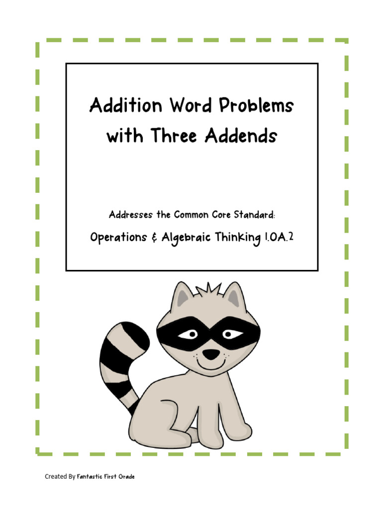 Addition Word Problems With Three Addends: Animal Babies | PDF ...