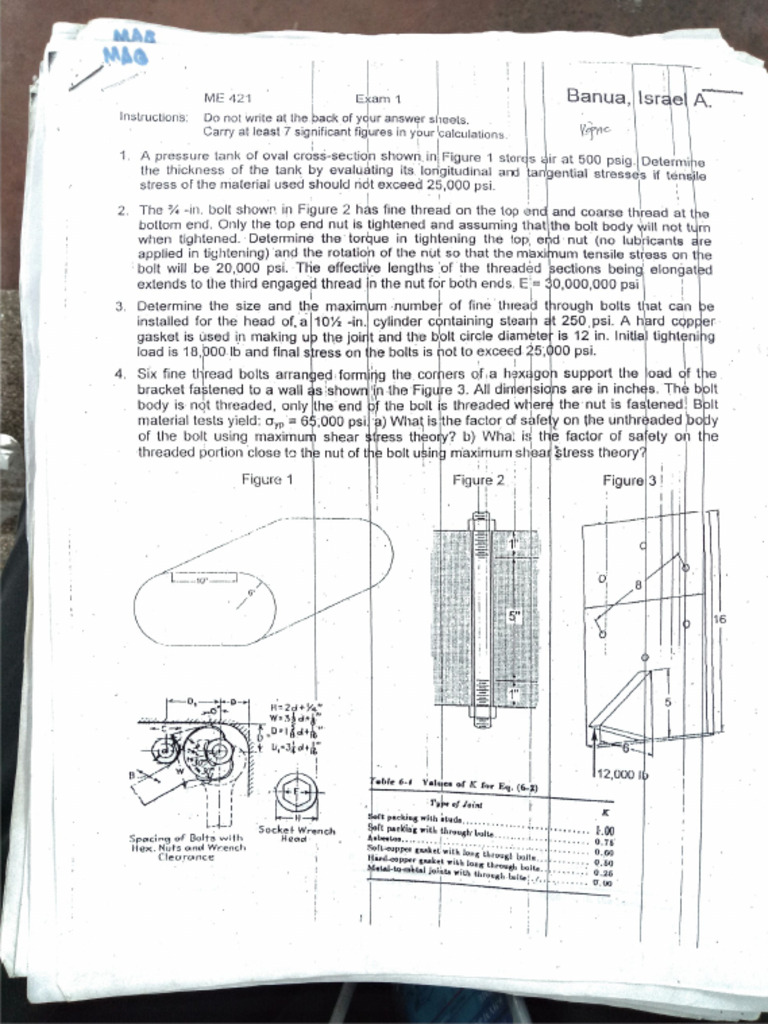 Machine Design 2 Exam 1 PDF | PDF