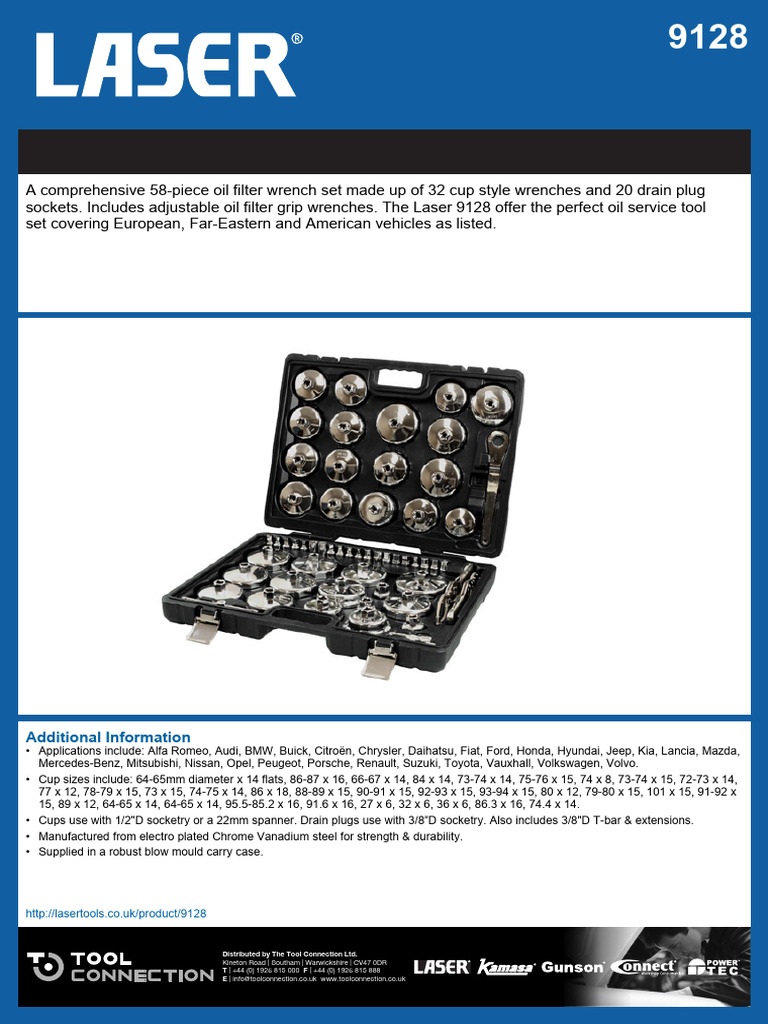 Laser 9128 Oil Filter Wrench Set | PDF