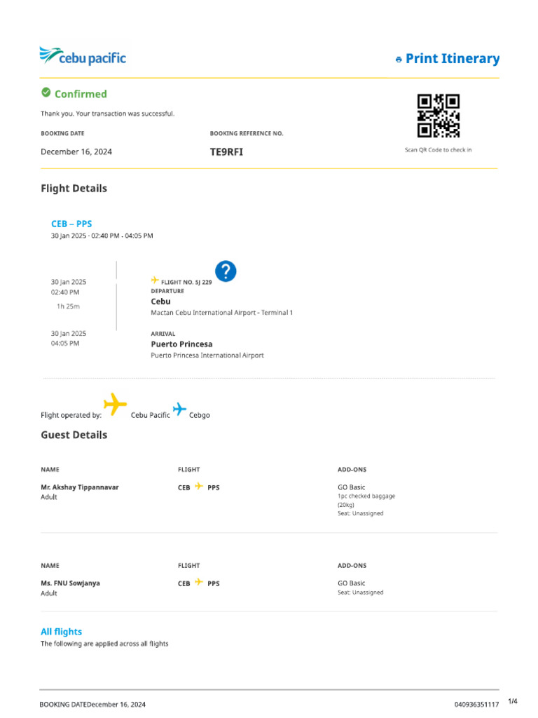 F4 Cebu Pacific CEB PPS TE9RFI | PDF