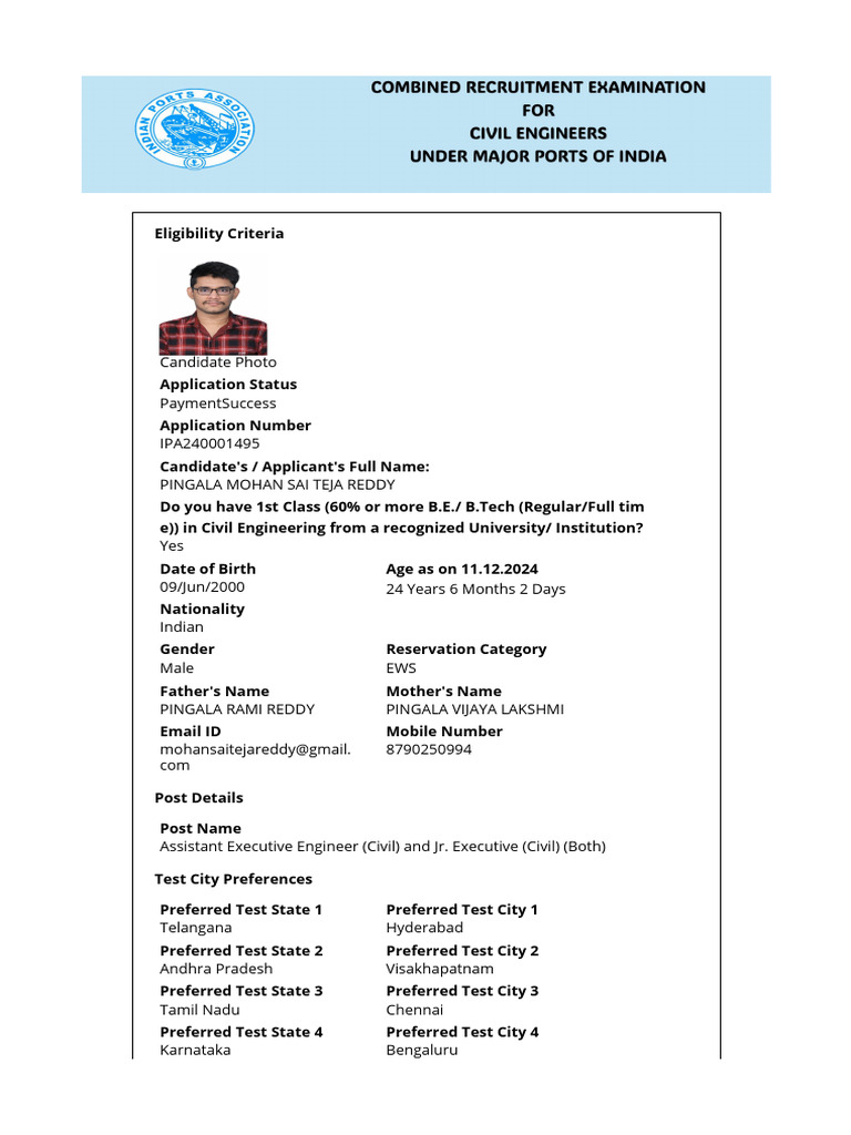 Assistant Executive Engineer Application | PDF