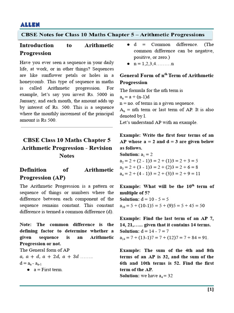 CBSE+Notes+for+Class+10+Maths+Chapter+5+%E2%80%93+Arithmetic ...