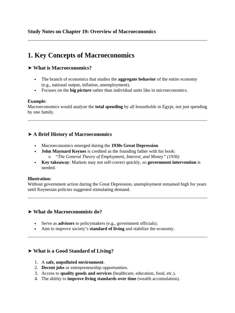 Macroeconomics Study Notes: Key Concepts | PDF | Macroeconomics ...
