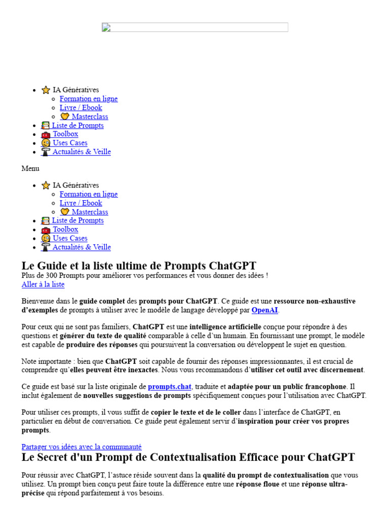 Guide Ultime des Prompts ChatGPT | PDF | Intelligence artificielle ...