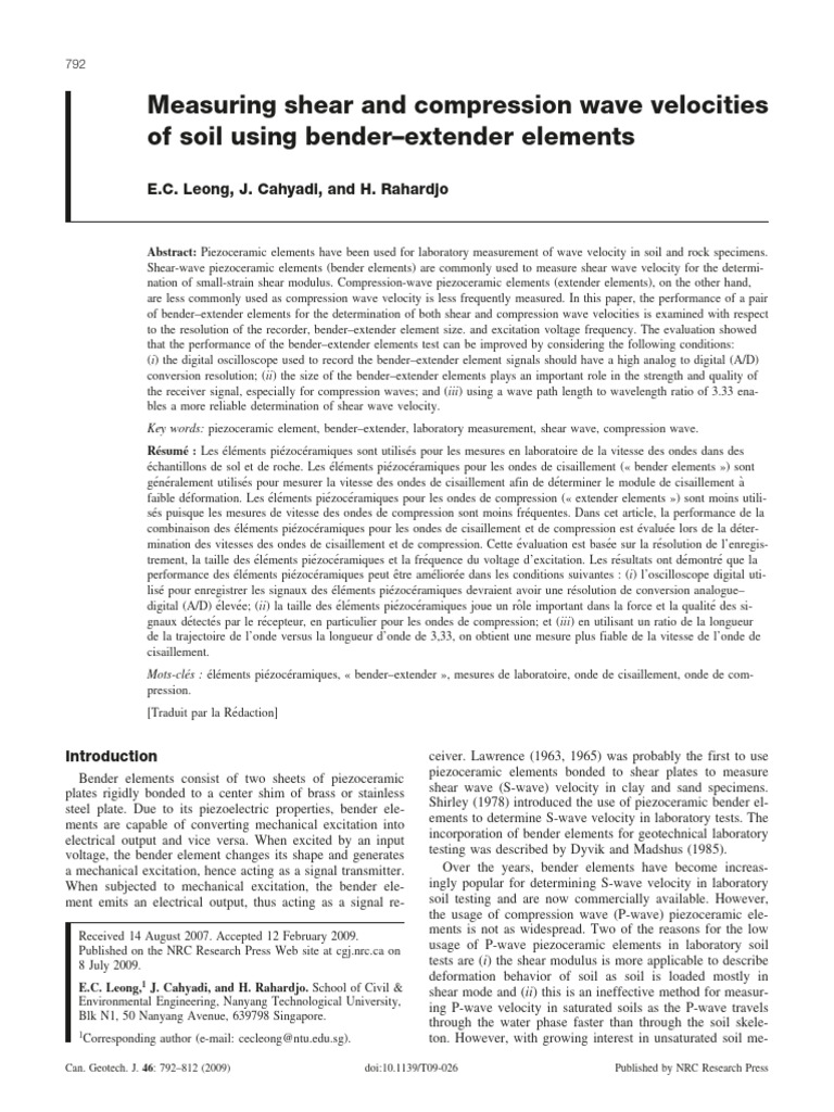 Shear and Compression Wave Velocity Measurement in Soil | PDF | Analog ...
