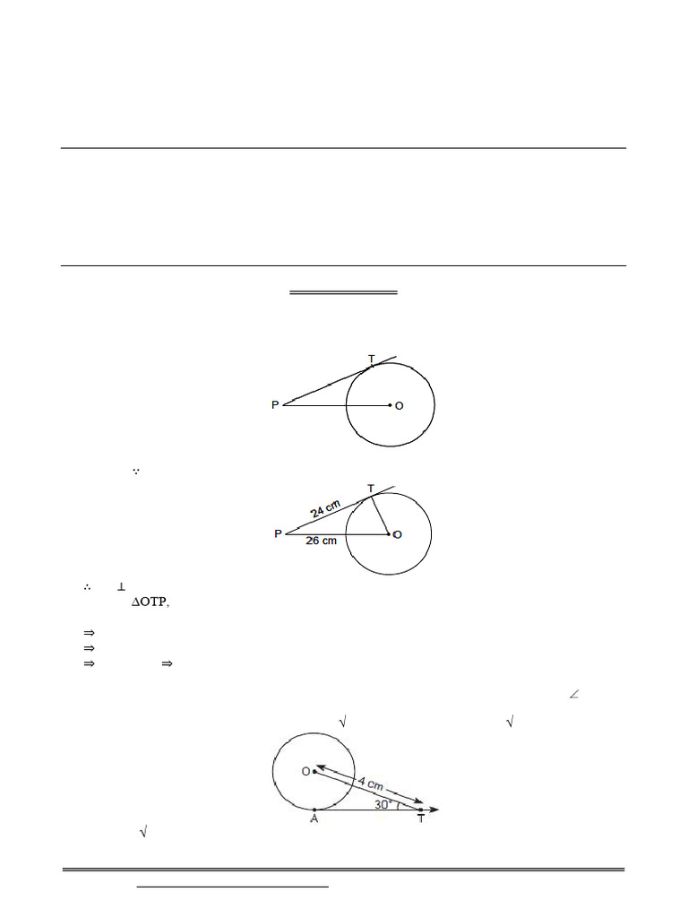 Maths Class X Chapter 10 Circles Practice Paper 09 Answers | PDF ...