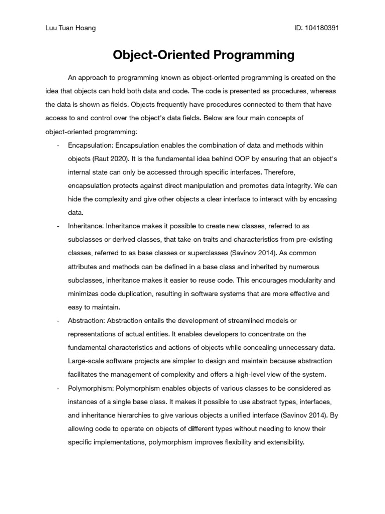 Luu Tuan Hoang - 104180391 - OOP | PDF | Object Oriented Programming ...