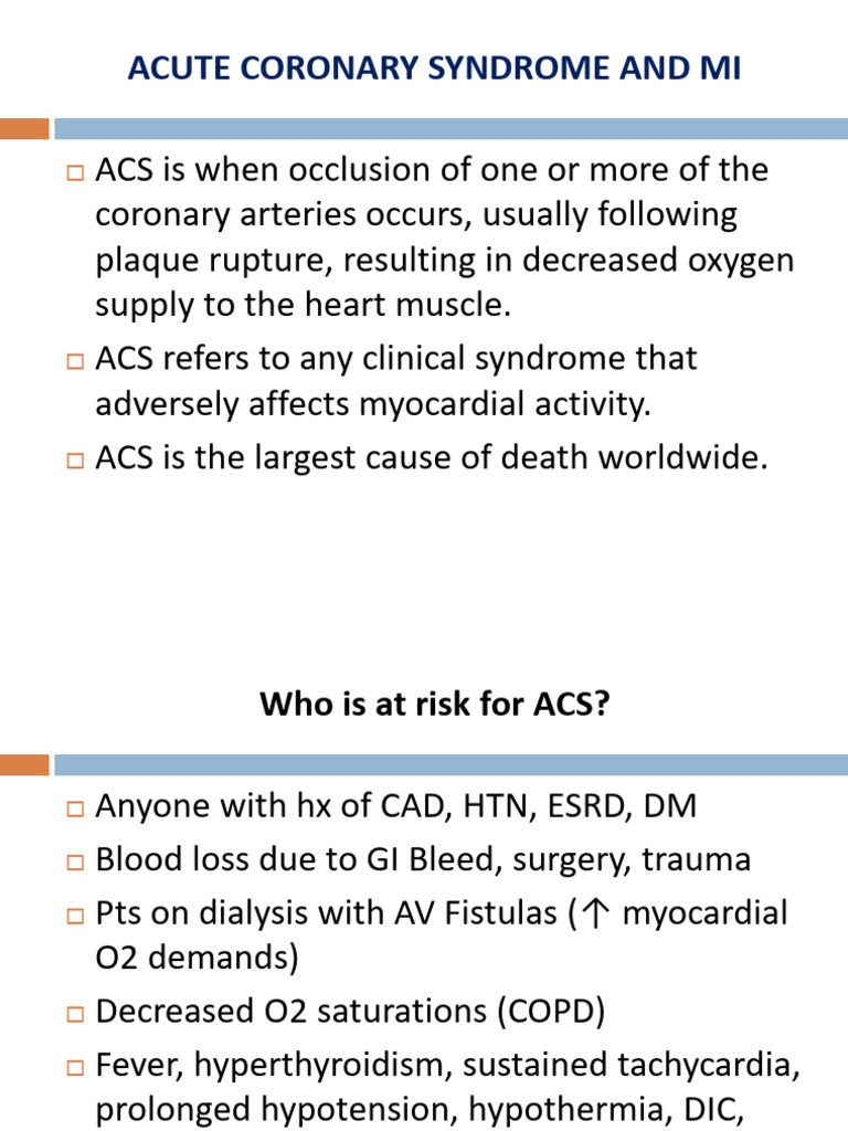 Acute Coronary Syndrome | PDF | Myocardial Infarction | Ischemia
